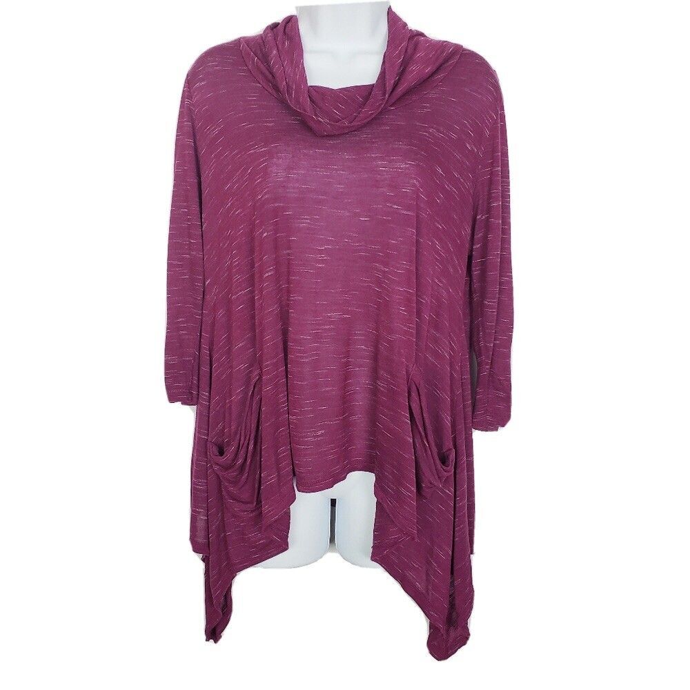 LOGO lori goldstein Size Small purple cowl neck Pocket tunic